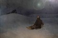 Estrella 1923 Noche de invierno Mujer en estado salvaje lobo